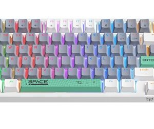 ONIKUMA GAMING 82 Keys Mechanical Keyboard, 2 Years Warranty, Wired Gaming Keyboard with Blue Swithes, 6 Colors RGB Lights, Compatible with PC, Laptop, Desktop, ABS Keycaps, High-Performance, White Grey